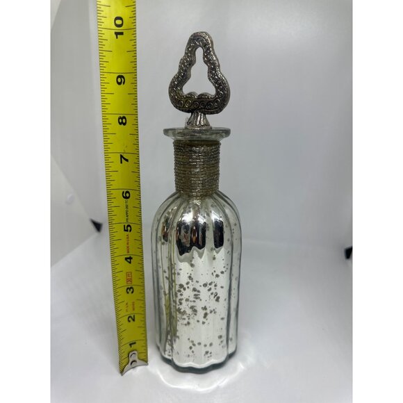 VTG Domain Mercury Glass Decanter Bottle 10" | Ornate Metal Stopper Collectible - Picture 6 of 6